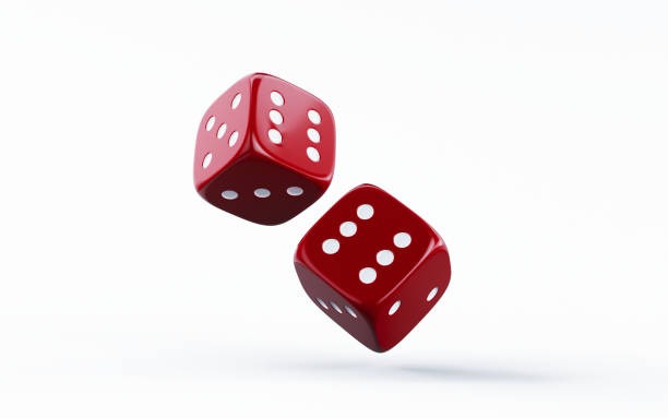 Red gaming dice on a clean background